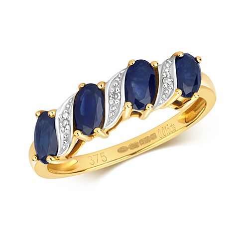 9CT DIAMOND & SAPPHIRE RING