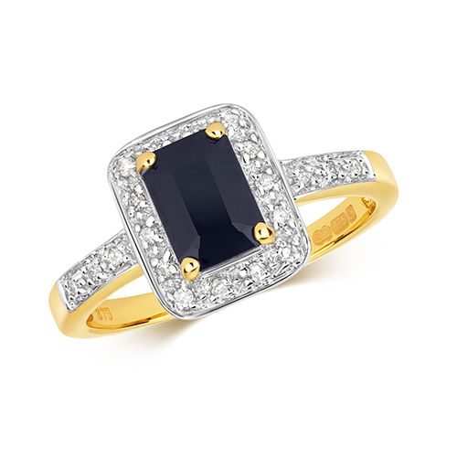 9CT DIAMOND & SAPPHIRE RING