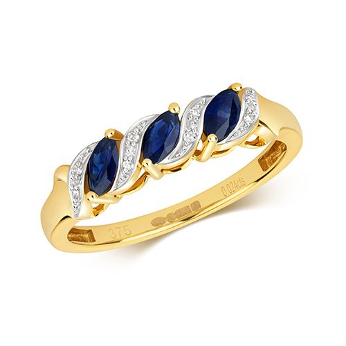 9CT DIAMOND & SAPPHIRE RING