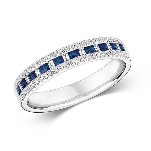 9CT DIAMOND PC/BG ETERNITY WITH SAPPHIRE RING