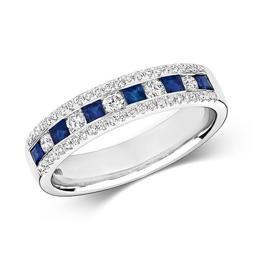9CT DIAMOND PC/RD ETERNITY WITH SAPPHIRE RING