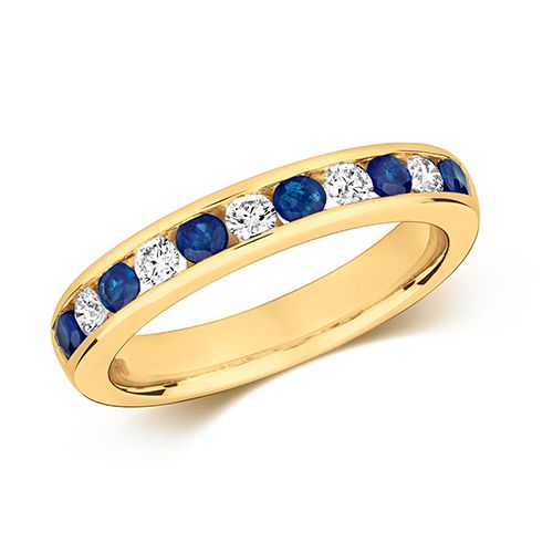 9CT DIAMOND ETERNITY WITH SAPPHIRE RING