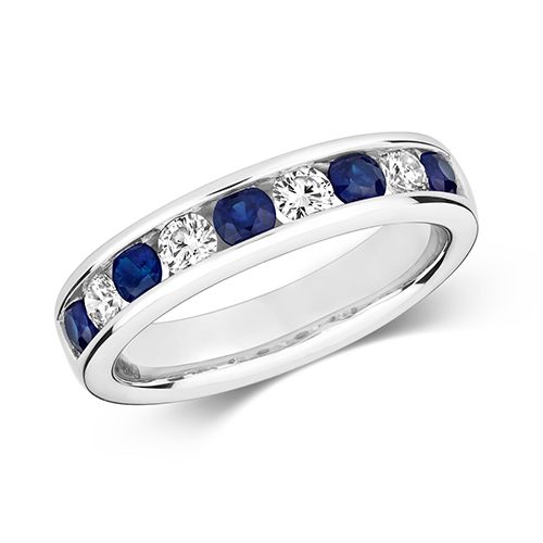 9CT DIAMOND ETERNITY WITH SAPPHIRE RING