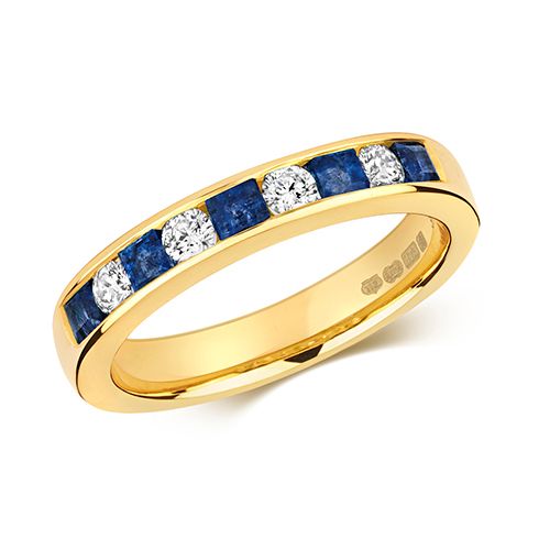 9CT DIAMOND RD/PC ETERNITY WITH SAPPHIRE RING