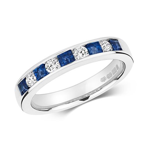 9CT DIAMOND RD/PC ETERNITY WITH SAPPHIRE RING