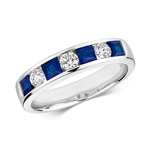 9CT DIAMOND RD/PC ETERNITY WITH SAPPHIRE RING