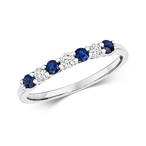 9CT DIAMOND AND SAPPHIRE CLAW SET ETERNITY RING