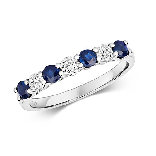 9CT DIAMOND AND SAPPHIRE CLAW SET ETERNITY RING