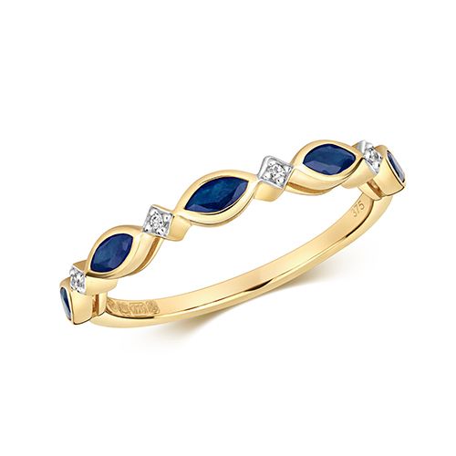 9CT DIAMOND AND SAPPHIRE RING