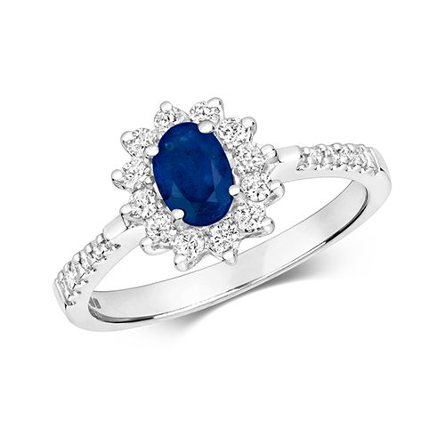 9CT DIAMOND SAPPHIRE CLUSTER RING