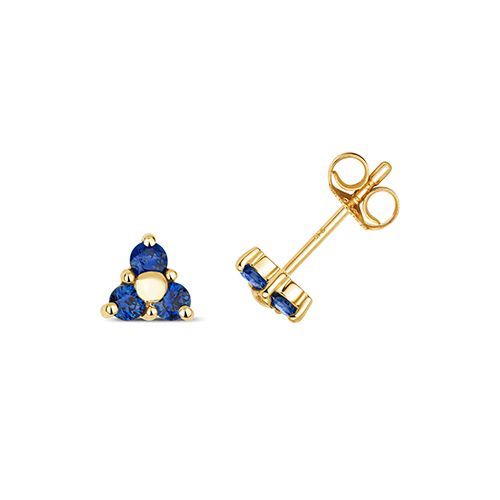 9CT SAPPHIRE 3 STONE STUDS