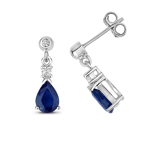 9CT SAPPHIRE DROP EARRINGS PEAR