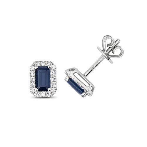 9CT DIAMOND AND SAPPHIRE OCTAGON STUDS