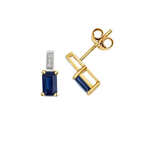 9CT DIAMOND AND SAPPHIRE EARRINGS