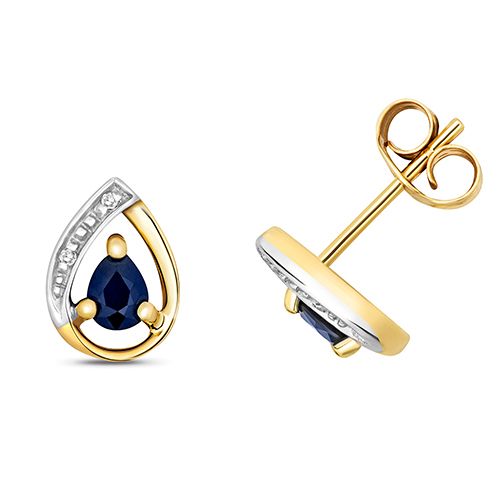 9CT DIAMOND AND SAPPHIRE STUDS
