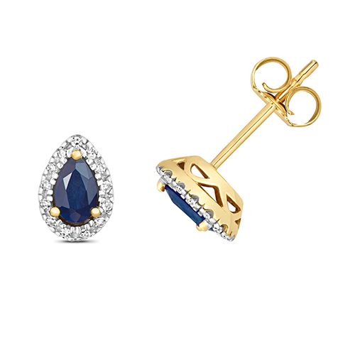 9CT DIAMOND AND SAPPHIRE STUDS