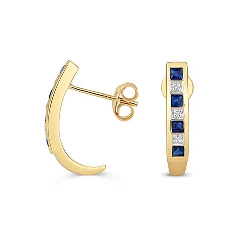 9CT DIAMOND & SAPPHIRE EARRINGS
