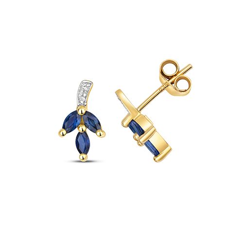 9CT DIAMOND & SAPPHIRE STUDS