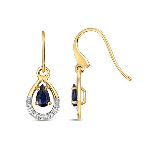 9CT DIAMOND & SAPPHIRE DROP EARRINGS