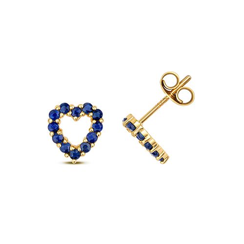 9CT SAPPHIRE HEART EARRING STUDS