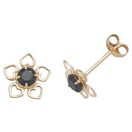 9CT 9CT YEL GOLD SAPPHIRE STUD EARRINGS