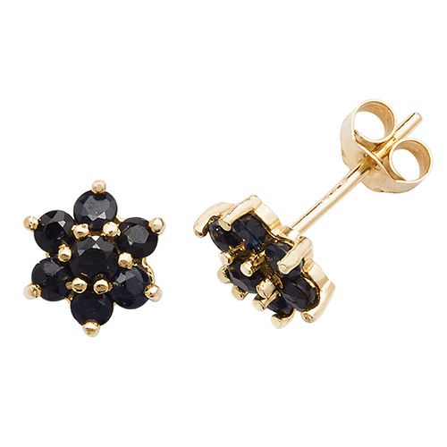 9CT 9CT YEL GOLD SAPPHIRE STUD EARRINGS