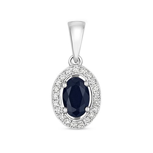 9CT DIAMOND AND SAPPHIRE HALO PENDANT OVAL
