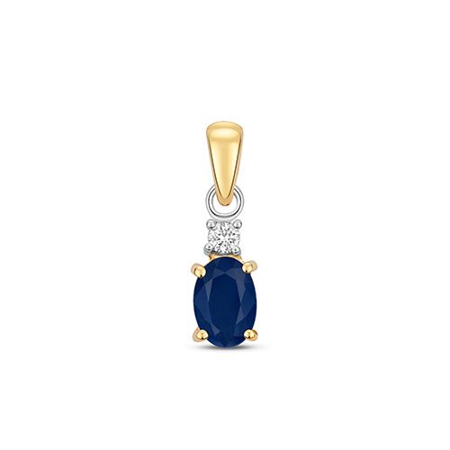 9CT DIAMOND AND SAPPHIRE OVAL PENDANT