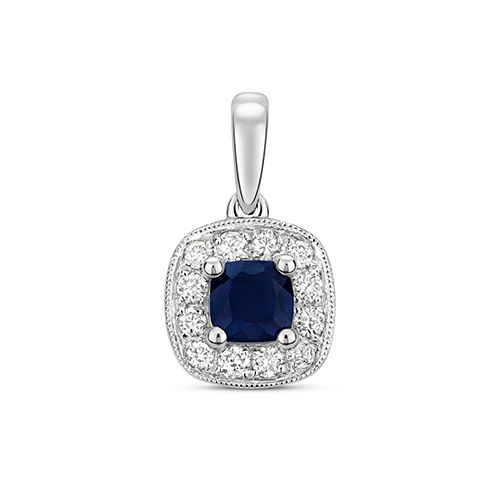 9CT DIAMOND AND SAPPHIRE CUSHION PENDANT