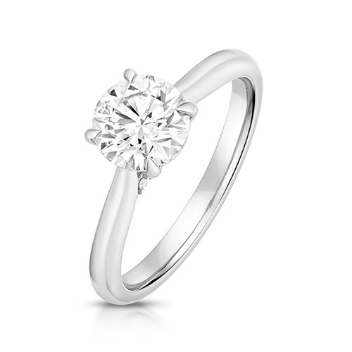 PLATINUM 1.25CT LAB GROWN CERTIFIED ROUND SOLITAIRE PLAIN SHOULDERS