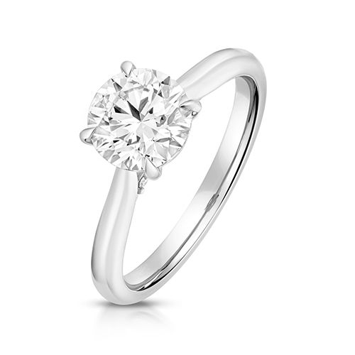 PLATINUM 1.50CT LAB GROWN CERTIFIED ROUND SOLITAIRE PLAIN SHOULDERS