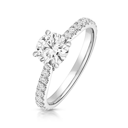 PLATINUM 1.0CT LAB GROWN CERTIFIED ROUND SOLITAIRE DIA SET SHOULDERS