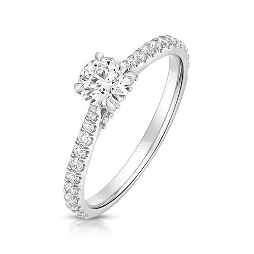 PLATINUM 1.25CT LAB GROWN CERTIFIED ROUND SOLITAIRE DIA SET SHOULDERS