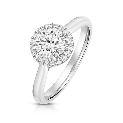 PLATINUM 1.0CT LAB GROWN CERTIFIED ROUND HALO PLAIN SHOULDERS