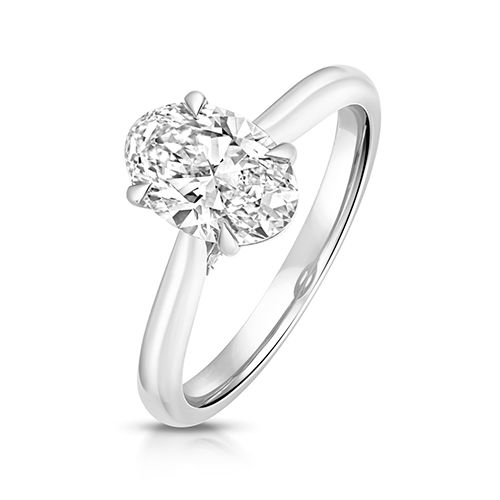 PLATINUM 1.50CT LAB GROWN CERTIFIED OVAL SOLITAIRE PLAIN SHOULDERS