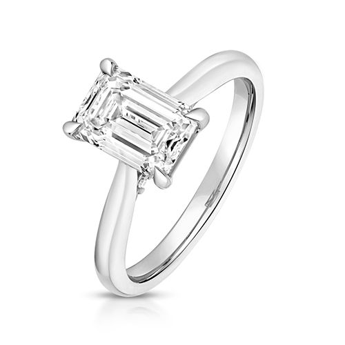 PLATINUM 2.0CT LAB GROWN CERTIFIED EMERALD CUT SOLITAIRE PLAIN SHOULDERS
