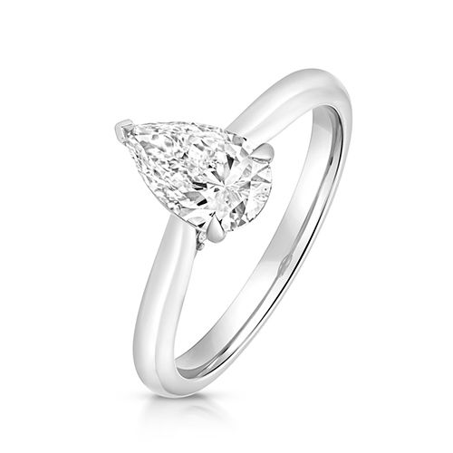 PLATINUM 1.0CT LAB GROWN CERTIFIED PEAR SHAPE SOLITAIRE PLAIN SHOULDERS