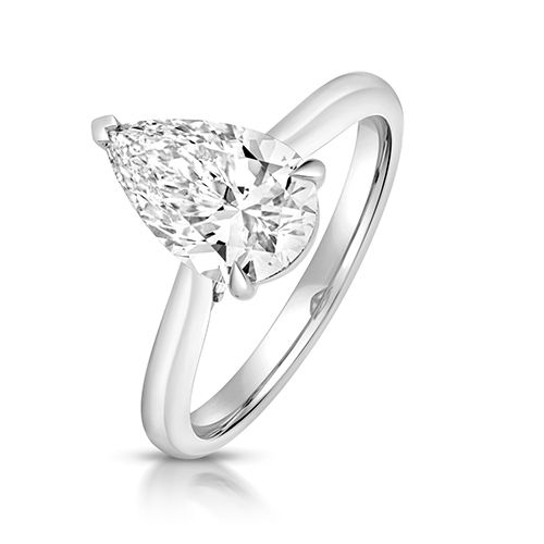 PLATINUM 2.0CT LAB GROWN CERTIFIED PEAR SHAPE SOLITAIRE PLAIN SHOULDERS