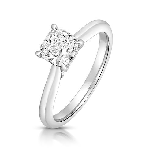 PLATINUM 1.0CT LAB GROWN CERTIFIED CUSHION SOLITAIRE PLAIN SHOULDERS