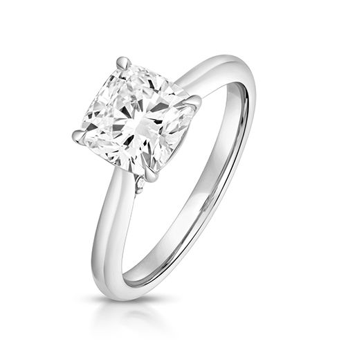 PLATINUM 2.0CT LAB GROWN CERTIFIED CUSHION SOLITAIRE PLAIN SHOULDERS