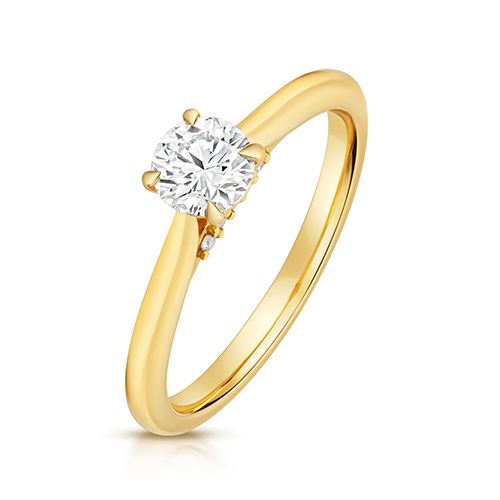 18CT 0.50CT LAB GROWN CERTIFIED ROUND SOLITAIRE PLAIN SHOULDERS