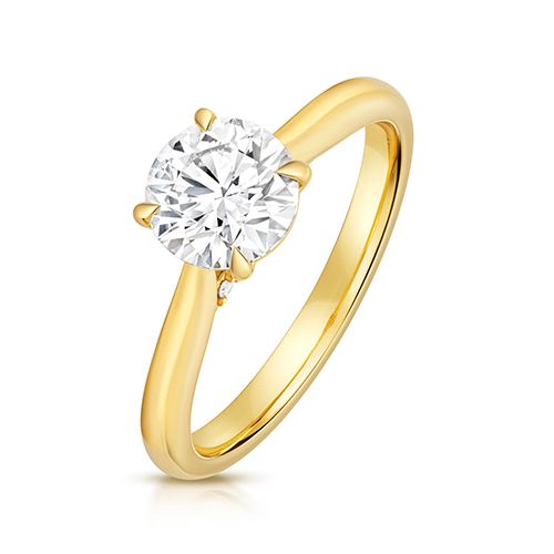 18CT 1.25CT LAB GROWN CERTIFIED ROUND SOLITAIRE PLAIN SHOULDERS