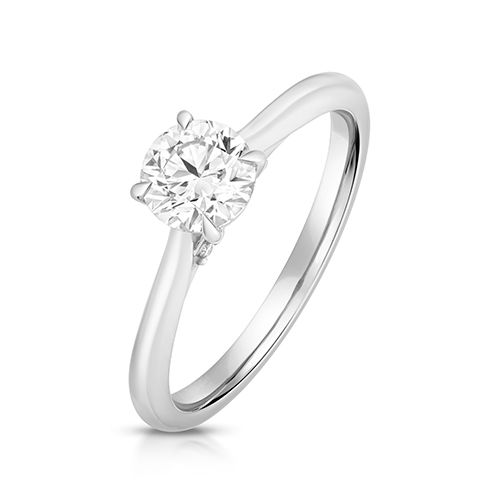 18CT 0.75CT LAB GROWN CERTIFIED ROUND SOLITAIRE PLAIN SHOULDERS
