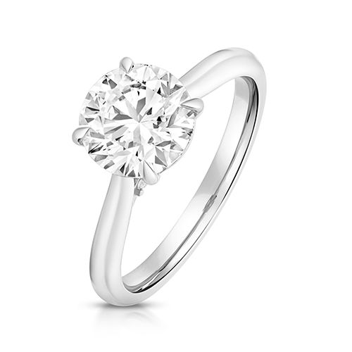 18CT 2.0CT LAB GROWN CERTIFIED ROUND SOLITAIRE PLAIN SHOULDERS