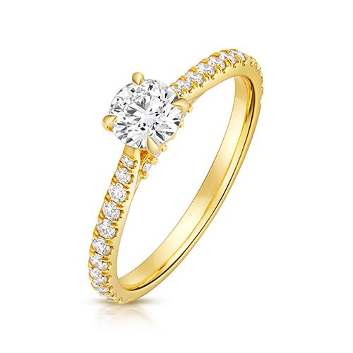 18CT 0.50CT LAB GROWN CERTIFIED ROUND SOLITAIRE DIA SET SHOULDERS