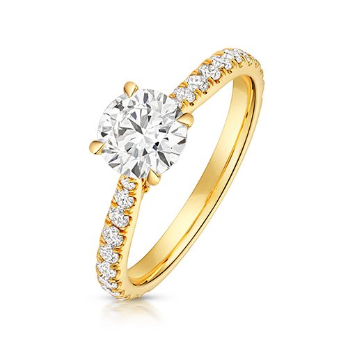 18CT 1.0CT LAB GROWN CERTIFIED ROUND SOLITAIRE DIA SET SHOULDERS