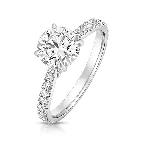 18CT 1.50CT LAB GROWN CERTIFIED ROUND SOLITAIRE DIA SET SHOULDERS