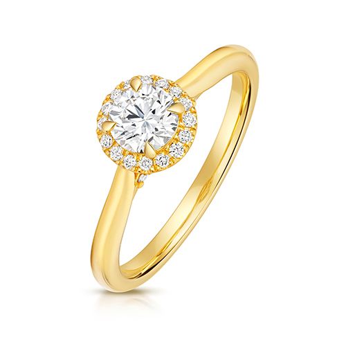 18CT 0.50CT LAB GROWN CERTIFIED ROUND HALO PLAIN SHOULDERS