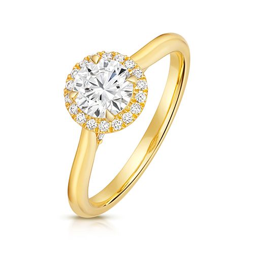 18CT 0.75CT LAB GROWN CERTIFIED ROUND HALO PLAIN SHOULDERS