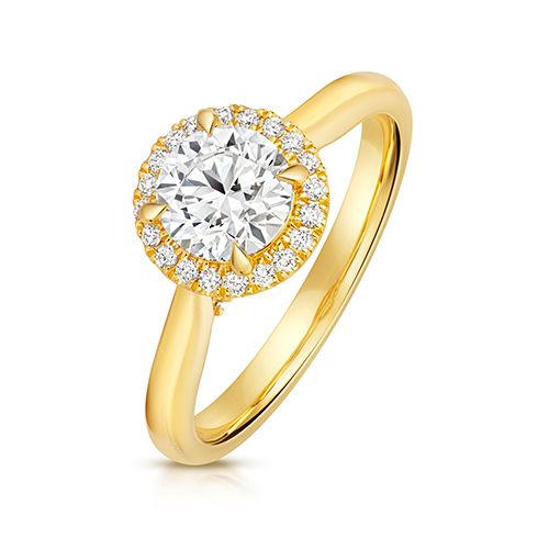 18CT 1.0CT LAB GROWN CERTIFIED ROUND HALO PLAIN SHOULDERS